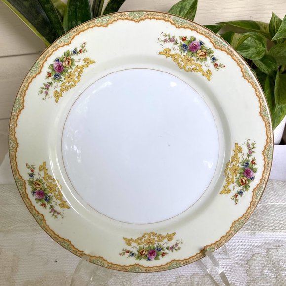 Vintage Kikusui Japan 7 Piece Place Setting - Tan & Green Border, Floral Sprays - Picture 9 of 13